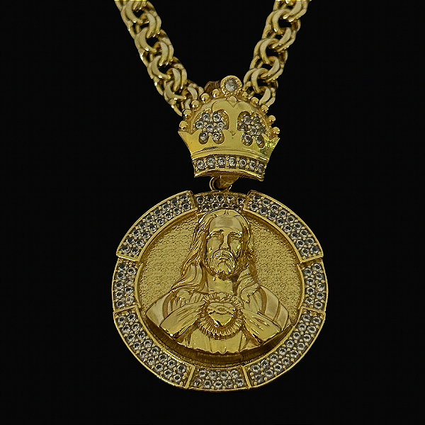 PINGENTE MEDALHA JESUS DETALHADO  CRAVEJADO ( 12g- 4x4cm) (GG) EXCLUSIVIDADE