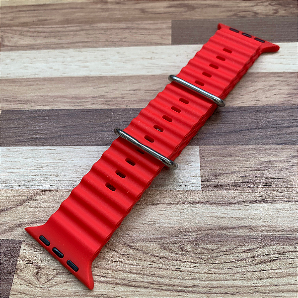Pulseira  Para Apple Watch E Iwo  Ajustavel VERMELHA 42/44m L