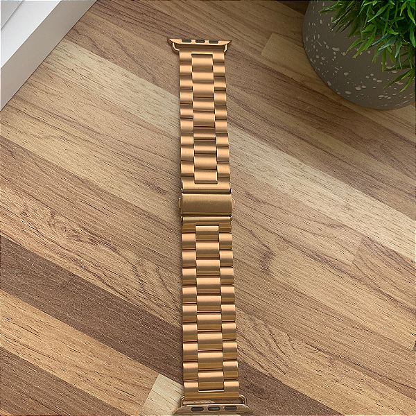 Pulseira  Para Apple Watch E Iwo  Ajustavel DOURADA RELOGIO   42/44m L
