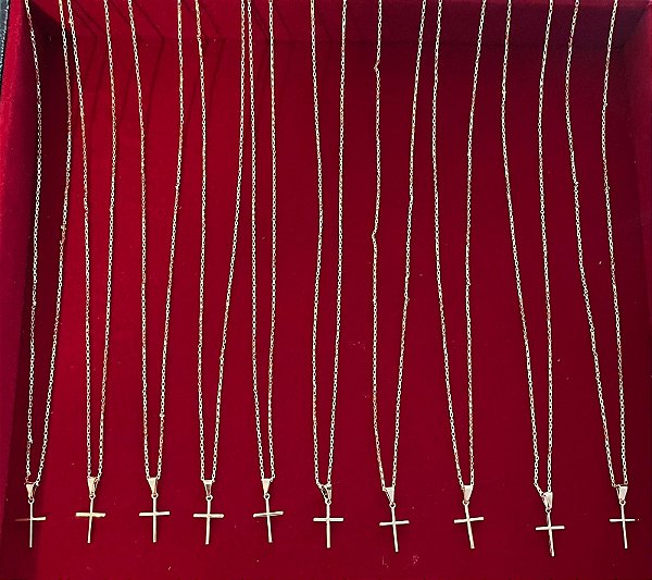 10 correntes cadeado + pingente cruz amarrada 2mm ( 70cm)  ( 70cm)