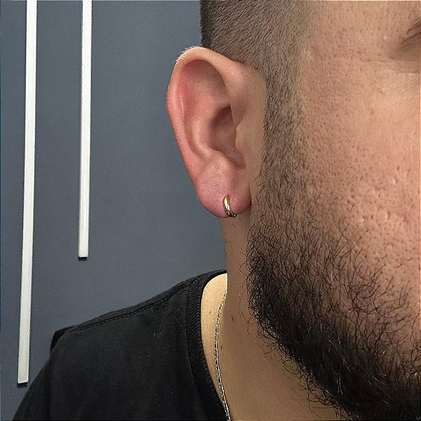 PAR DE BRINCOS  ARGOLA LISA JUSTA  7x2mm - BANHADO A OURO 18K