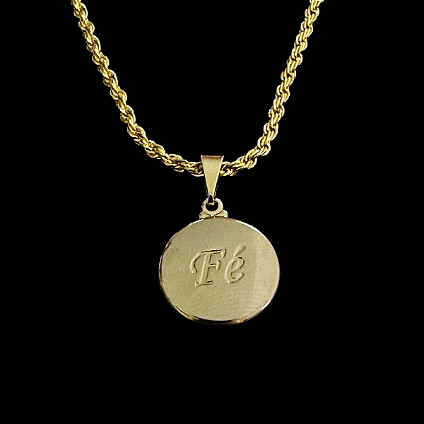 PINGENTE  FÉ MEDALHA   P ( 4g- 2x2cm) - BANHO DE OURO 18k