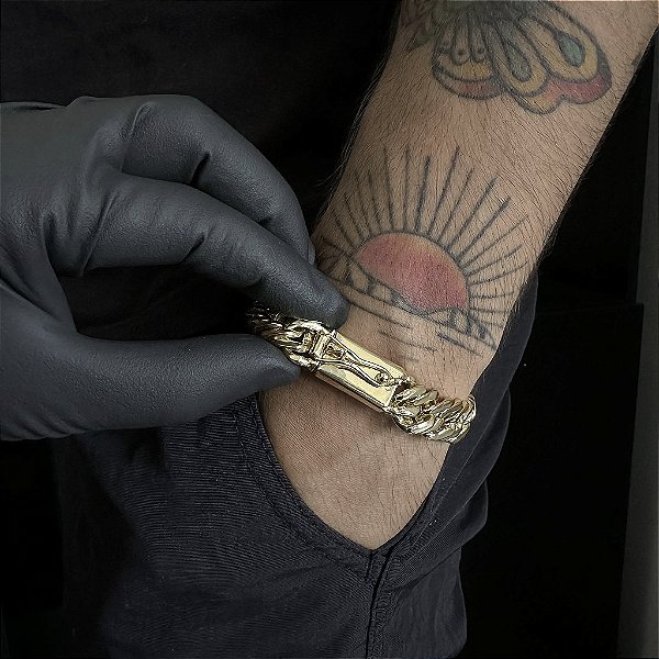 PULSEIRA LACRAIA (13mm -56G-21 CM)  - FECHO COM MARCAÇÃO 750 - BANHO DE OURO 18k