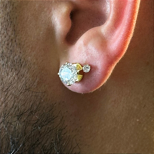 2 PARES DE BRINCOS, CRAVEJADOS EM ZIRCÔNIA PREMIUM 10MM e 2MM  -  BANHADO A OURO 18K