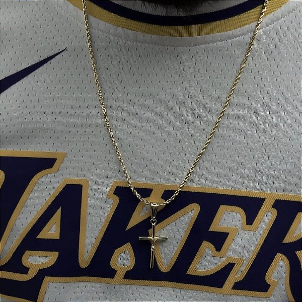 CORRENTE BAIANA (2MM- 70CM) + PINGENTE CRUZ AMARRADA - BANHADO A OURO 18K