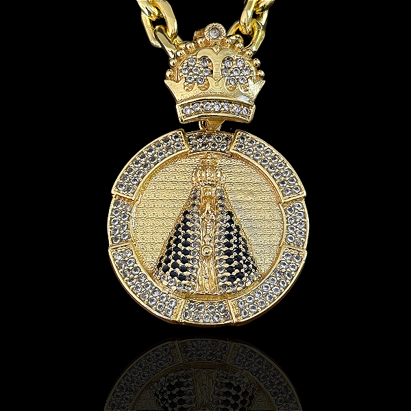 PINGENTE MEDALHA JESUS DETALHADO  CRAVEJADO ( 12g- 4x4cm) (GG) EXCLUSIVIDADE - BANHO DE OURO 18k