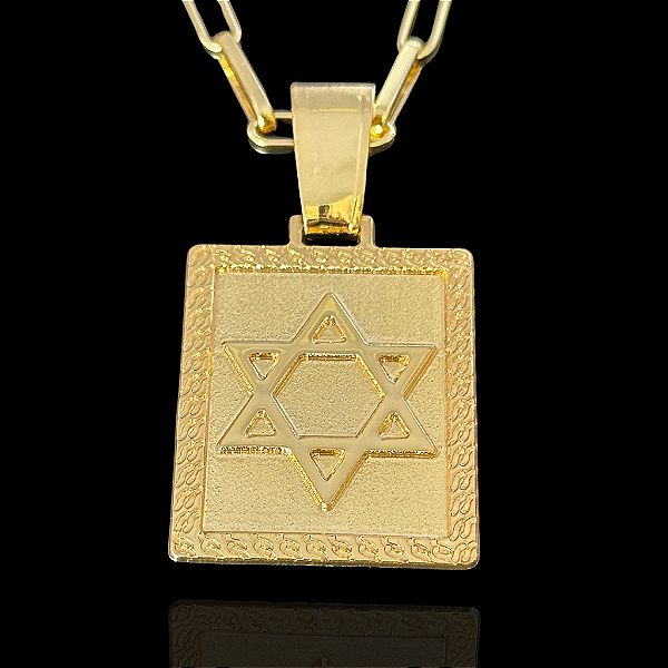 PINGENTE PLACA ESTRELA DE DAVI  ( 12g- 4x4cm) (GG) EXCLUSIVIDADE - BANHO DE OURO 18k