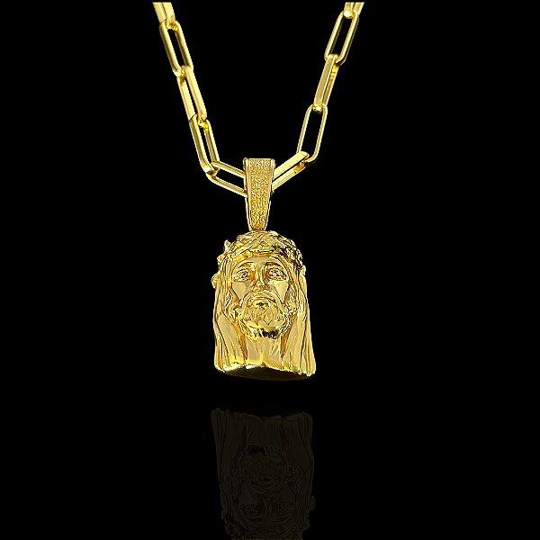 PINGENTE JESUS CRAVEJADO EM ZIRCONIA PREMIUM ( 12g- 2x2cm) (M) EXCLUSIVIDADE - BANHO DE OURO 18k