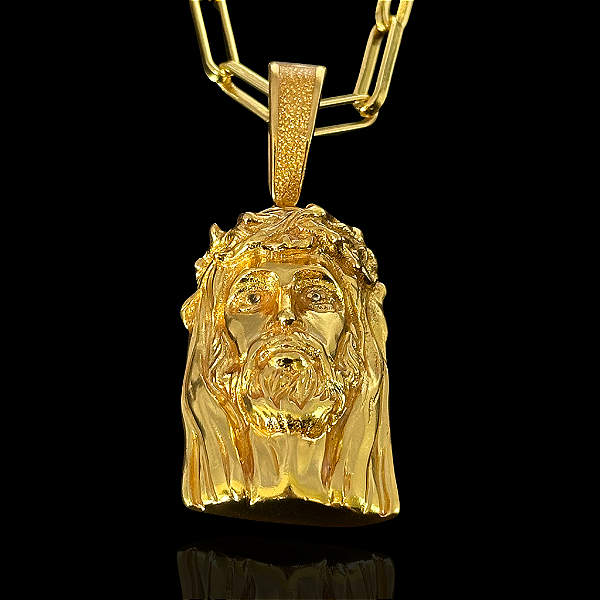 PINGENTE JESUS CRAVEJADO EM ZIRCONIA PREMIUM ( 12g- 4x4cm) (G) EXCLUSIVIDADE - BANHO DE OURO 18k