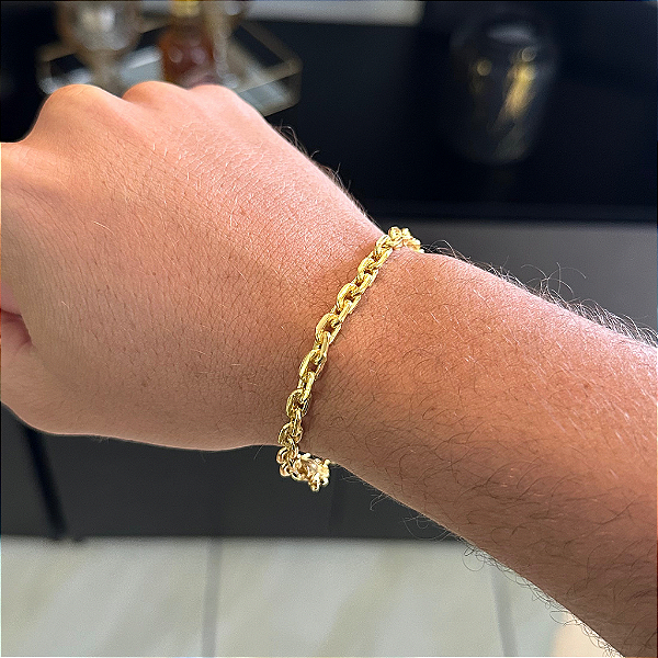 PULSEIRA CADEADO  (5MM - 13G - 21 CM) - COM FECHO GAVETA - BANHO DE OURO 18k
