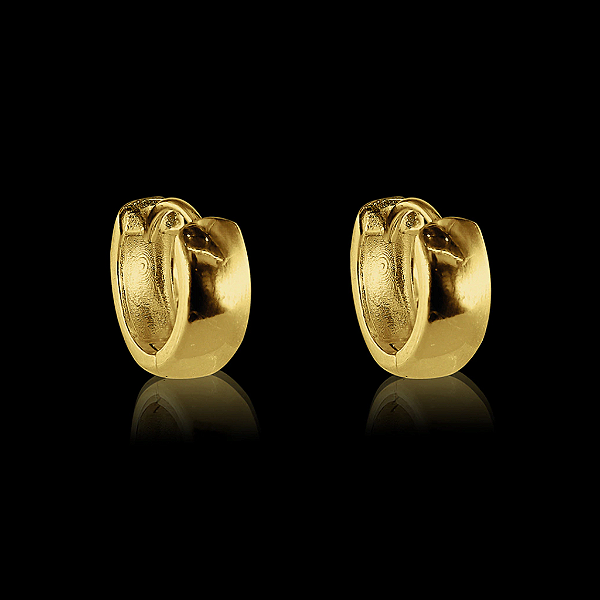 PAR DE BRINCO ARGOLA CHAPADA 10x3mm - BANHADO A OURO 18K.