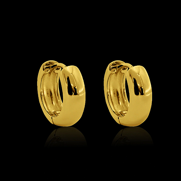 PAR DE BRINCO ARGOLA  7x2mm - BANHADO A OURO 18K.