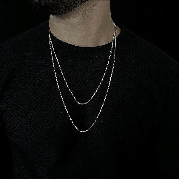 CORRENTES BAIANA (  2MM- 60CM + 70CM)- 8G - BANHO DE OURO 18K