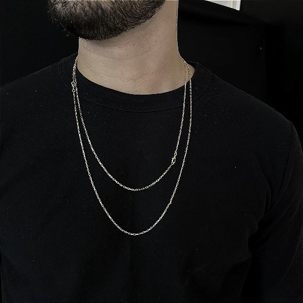 CORRENTES TIJOLINHO (1.8mm - 60CM + 70CM)- 8G - BANHO DE OURO 18K