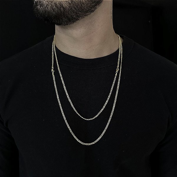 CORRENTES LACRAIA (2mm - 60CM + 70CM)- 8G - BANHO DE OURO 18K