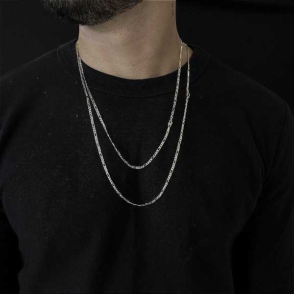 CORRENTES CORRENTE 3x1 (2mm - 60CM + 70CM)- 8G - BANHO DE OURO 18K