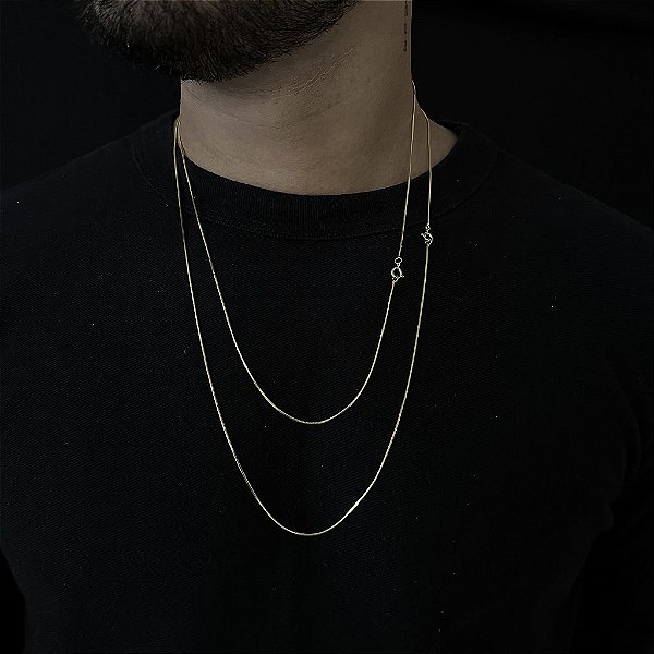 CORRENTES RABO DE RATO (1.8mm - 60CM + 70CM)- 8G - BANHO DE OURO 18K