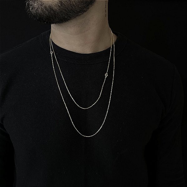 CORRENTE VENEZIANA (1.8mm - 60CM + 70CM)- 8G - BANHO DE OURO 18K