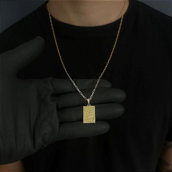 CORRENTE CARTIE (2MM - 50, 60cm ou 70cm) + PLACA DE SALMOS - BANHADO A OURO 18k