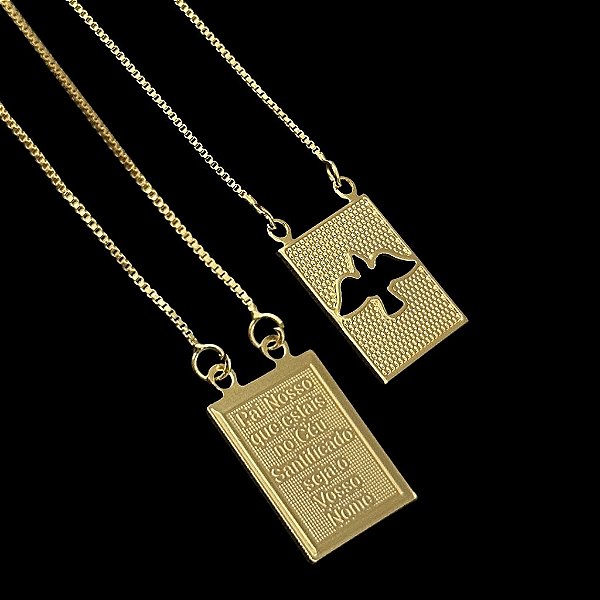 ESCAPULÁRIO ESPÍRITO SANTO CORRENTE VENEZIANA (1.8MM 60cm ou 70cm) -  BANHADO A OURO 18k