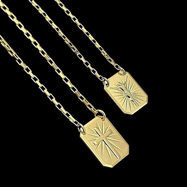 ESCAPULÁRIO CONVENCIONAL CORRENTE TIJOLINHO (2MM 60cm ou 70cm) -  BANHADO A OURO 18k