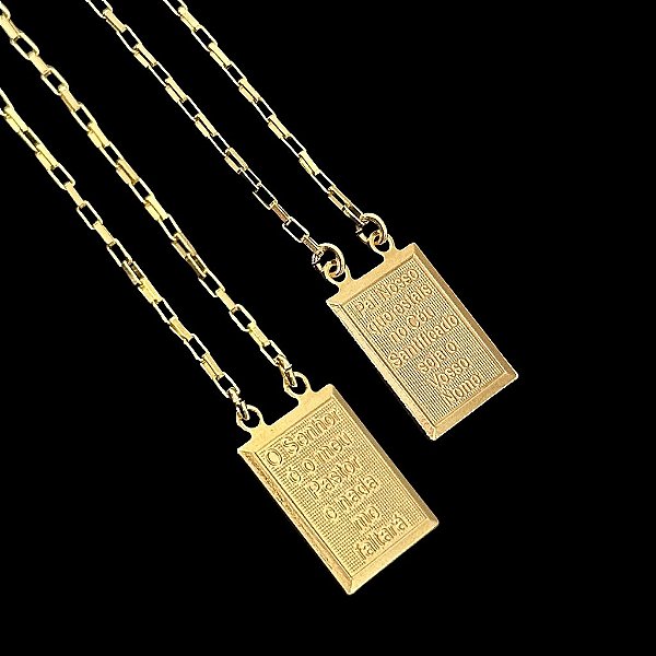 ESCAPULÁRIO DEUS É FIEL CORRENTE TIJOLINHO (1.8MM 60cm ou 70cm) -  BANHADO A OURO 18k