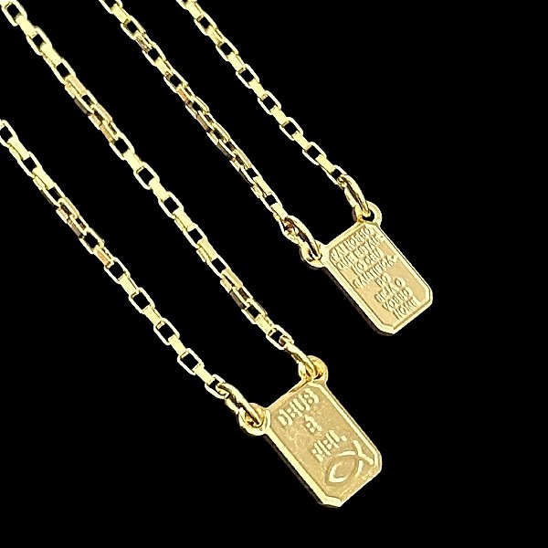 ESCAPULÁRIO DEUS É FIEL CORRENTE TIJOLINHO (1.8MM 60cm ou 70cm) -  BANHADO A OURO 18k