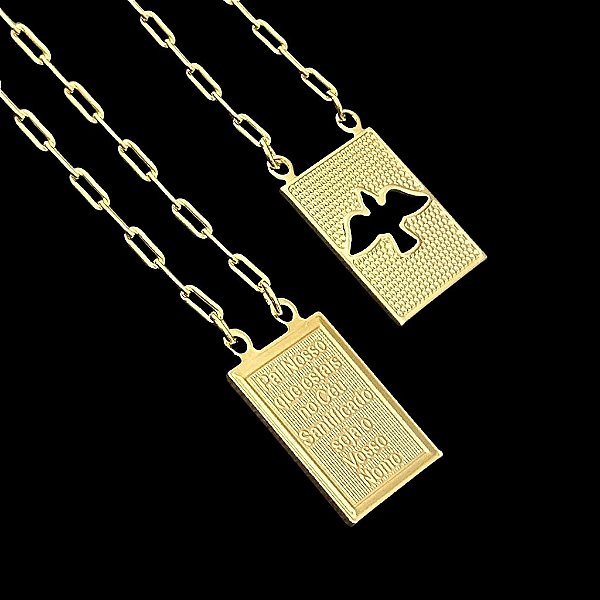 ESCAPULÁRIO ESPÍRITO  SANTO CORRENTE CARTIE (1.8MM 60cm ou 70cm) -  BANHADO A OURO 18k