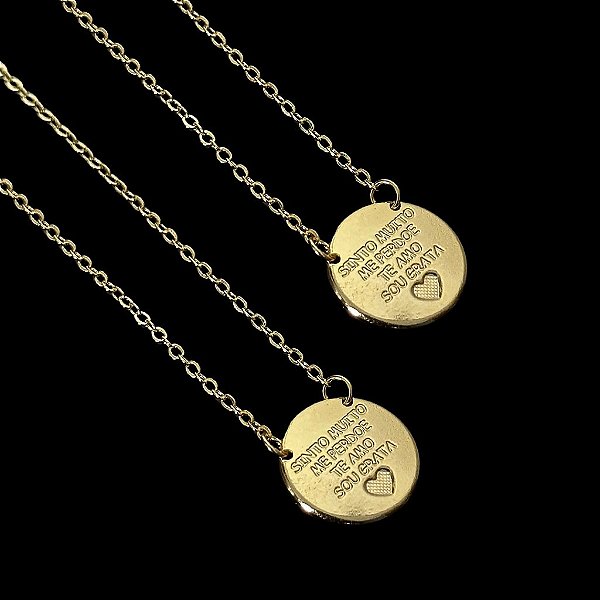 ESCAPULÁRIO FRASE ESPECIAL CORRENTE CADEADO (1.8MM 60cm ou 70cm) -  BANHADO A OURO 18k