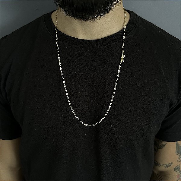 CORRENTE CARTIE FECHO CANHÃO (2.5 MM - 60cm ou 70cm)  -  BANHADO A OURO 18k