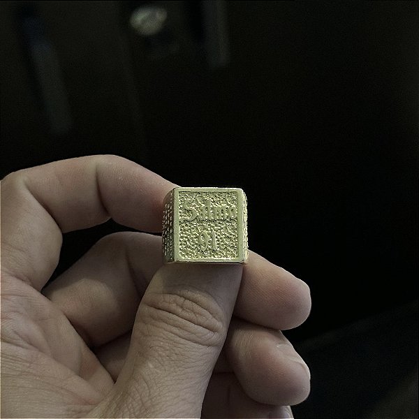 ANEL SALMOS QUADRADO COM ORAÇÃO - FEITO DE MOEDA ANTIGA