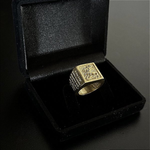 ANEL SÃO JORGE COM ORAÇÃO - FEITO DE MOEDA ANTIGA