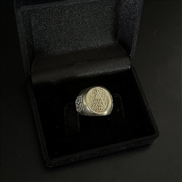 ANEL NOSSA SENHORA REDONDO COM ORAÇÃO - FEITO DE MOEDA ANTIGA