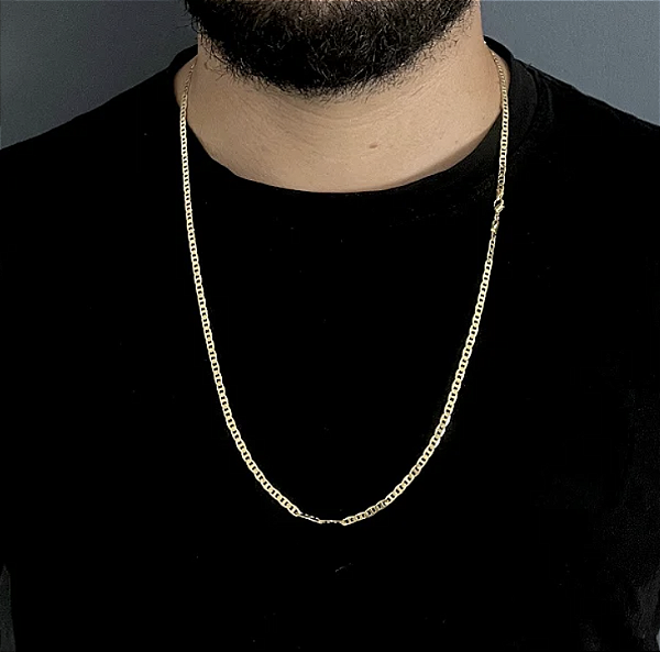 CORRENTE PIASTRINE ( 3MM - 50, 60cm ou 70cm)  -  BANHADO A OURO 18k