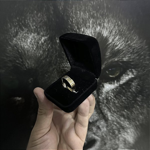 ALIANÇA DETALHADO - 7mm - BANHADO A OURO 18K