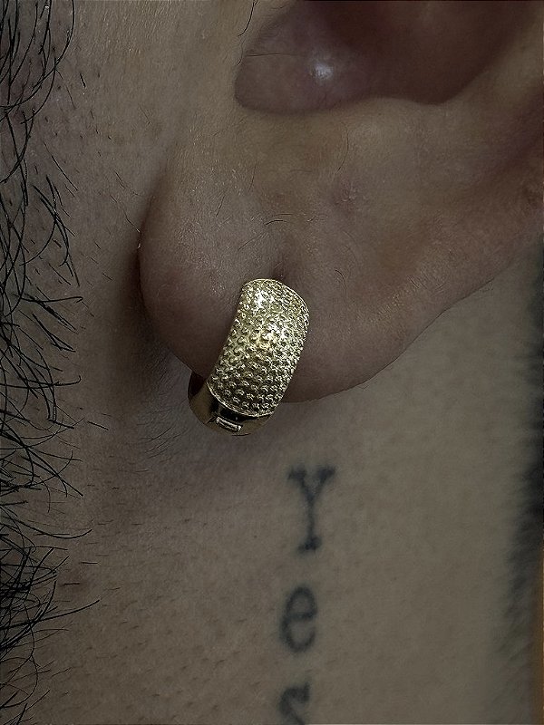 ARGOLA LARGA G - BANHADO A OURO 18K