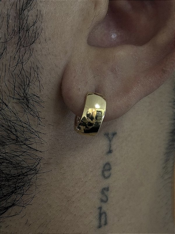 PAR DE BRINCO ARGOLA MACIÇA 12x5mm G - BANHADO A OURO 18K