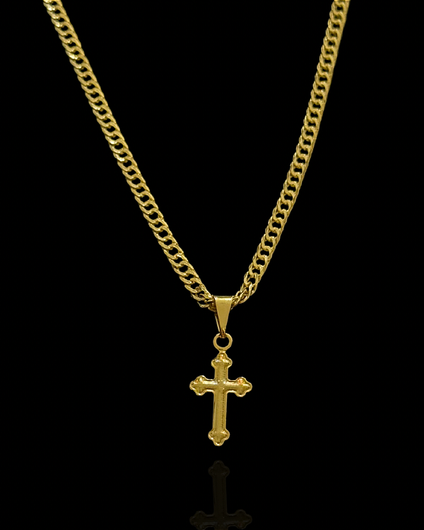 PINGENTE CRUZ PP - BANHO DE OURO 18K