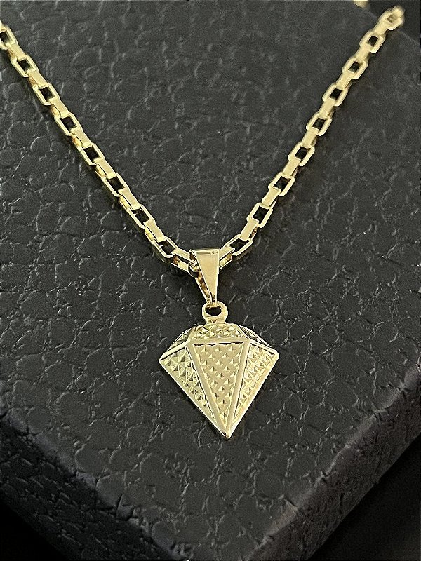 PINGENTE DIAMANTE PP - BANHO DE OURO 18K