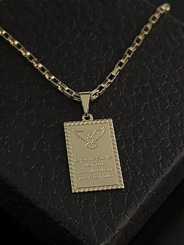 PINGENTE PLAQUINHA  - 2g; 2x3,5cm- BANHO DE OURO 18K