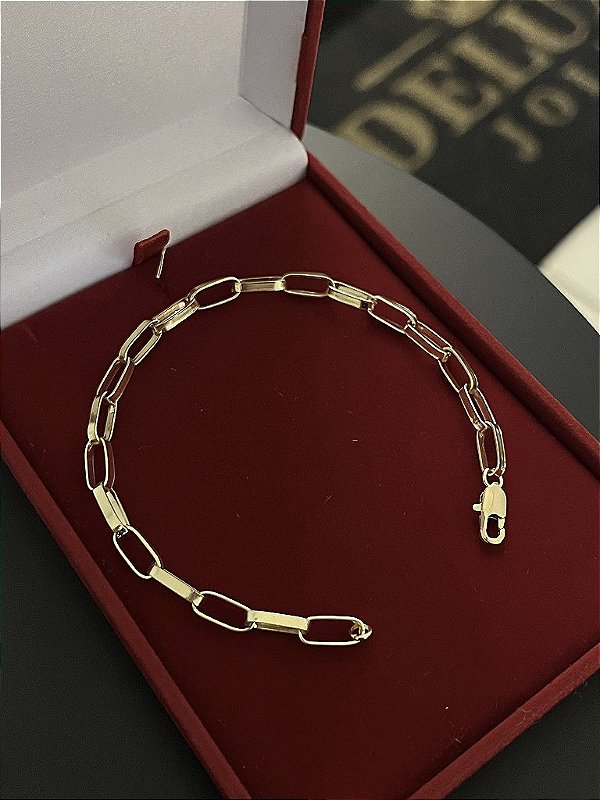 PULSEIRA TIJOLINHO ALONGADO (5mm) Escolha  17cm a 21cm - Banhado a Ouro 18K