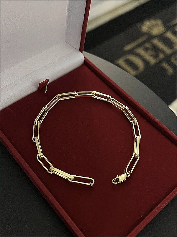 PULSEIRA ALONGADA  (5mm) Escolha  17cm a 21cm - Banhado a Ouro 18K