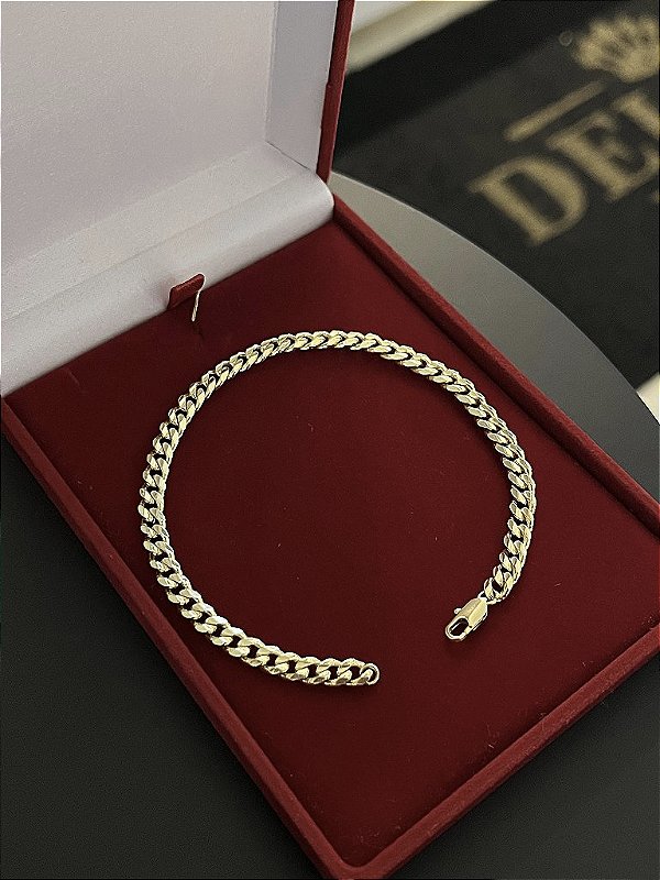 PULSEIRA  PITBULL (5mm) Escolha  17cm a 21cm - Banhado a Ouro 18K