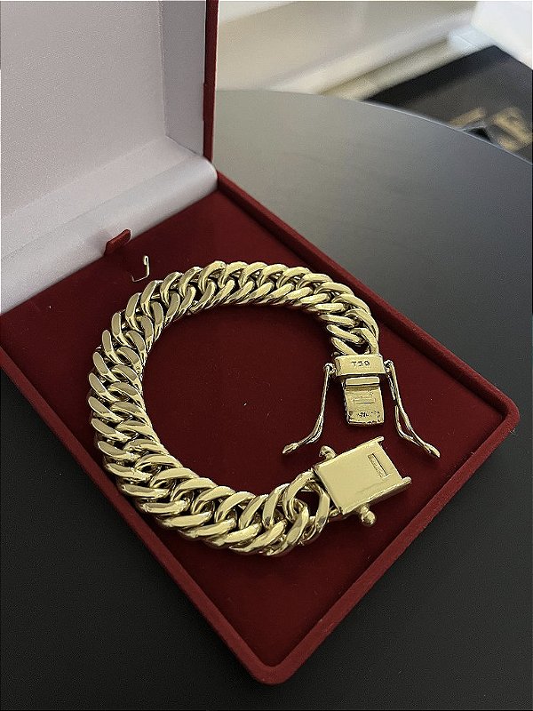 PULSEIRA  LACRAIA  (13mm) Escolha  17cm a 21cm - Banhado a Ouro 18K