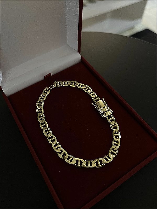 PULSEIRA PIASTRINE (7mm) Escolha  17cm a 21cm - Banhado a Ouro 18K