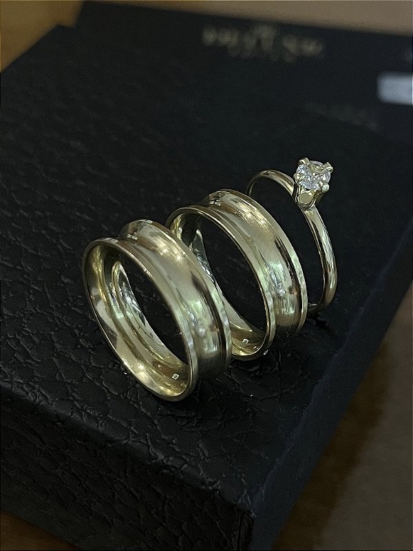 PAR DE ALIANÇA  6mm + APARADOR  + CAIXINHA DE PRESENTE - FEITO DE MOEDA ANTIGA