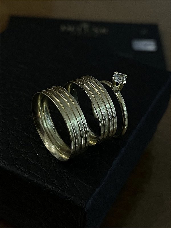 PAR DE ALIANÇA  7mm + APARADOR  + CAIXINHA DE PRESENTE - FEITO DE MOEDA ANTIGA