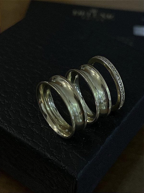 PAR DE ALIANÇA  6mm + APARADOR  + CAIXINHA DE PRESENTE - FEITO DE MOEDA ANTIGA