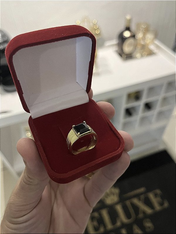 ANEL ÔNIX COM PEDRA DE ZIRCÔNIA  BLACK - FEITO DE MOEDA ANTIGA