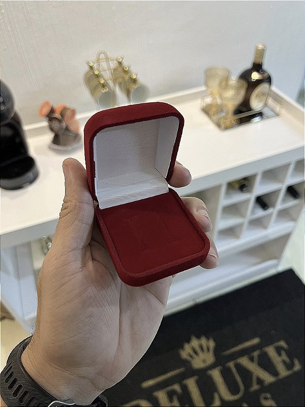 CAIXINHA PARA ALIANÇAS VELUDO VERMELHA - 5,5x5,7cm